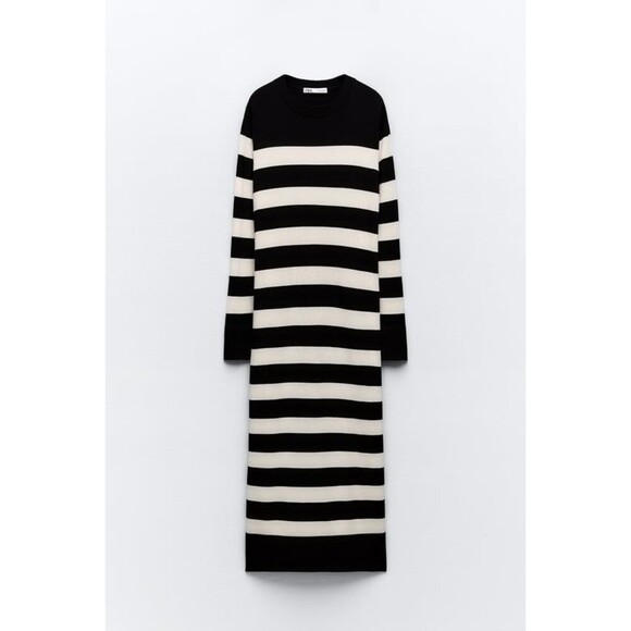 zara knit dress black and white Winter dressing I found this fabulous little knitted dress at Zara. Pulled out my 50 year old boots ( okay exaggerated a bit , but they are very old ). found some